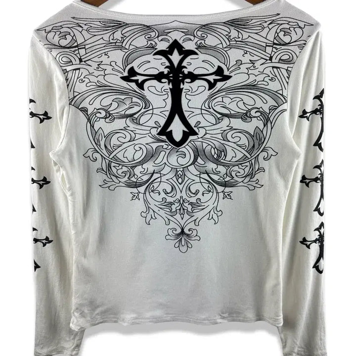 [BUNJANG] Y2K Punk Long Sleeve Top / JPN 펑크 Y2K 크로스 딱붙 롱슬리브3245