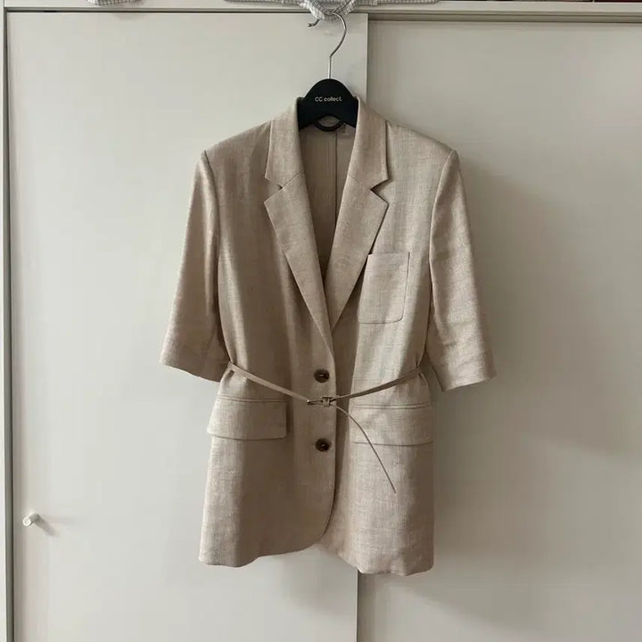 [BUNJANG] CC Collect Beige Linen Short-Sleeve Jacket / CC콜렉트 베이지 린넨 반팔 자켓