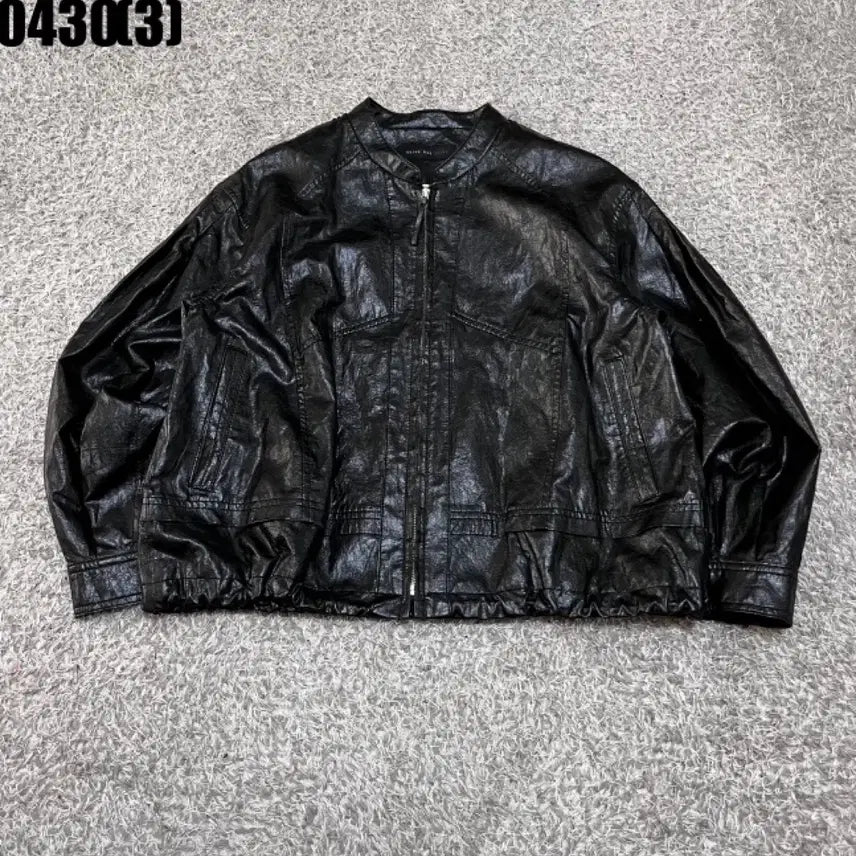 [BUNJANG] Black Leather Style Jacket / 블랙 레더 스타일 자켓 0430