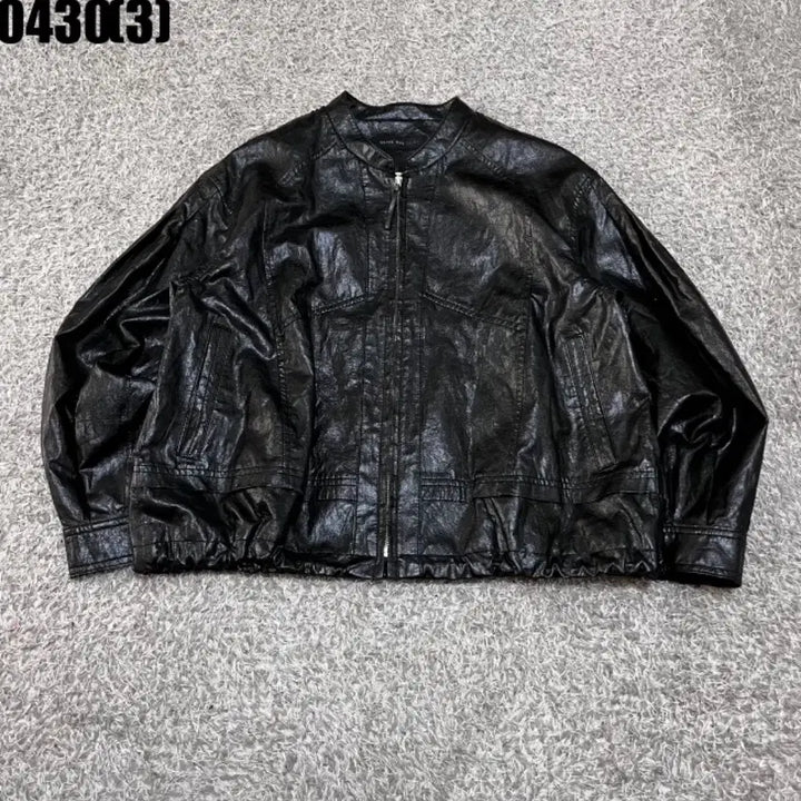 [BUNJANG] Black Leather Style Jacket / 블랙 레더 스타일 자켓 0430