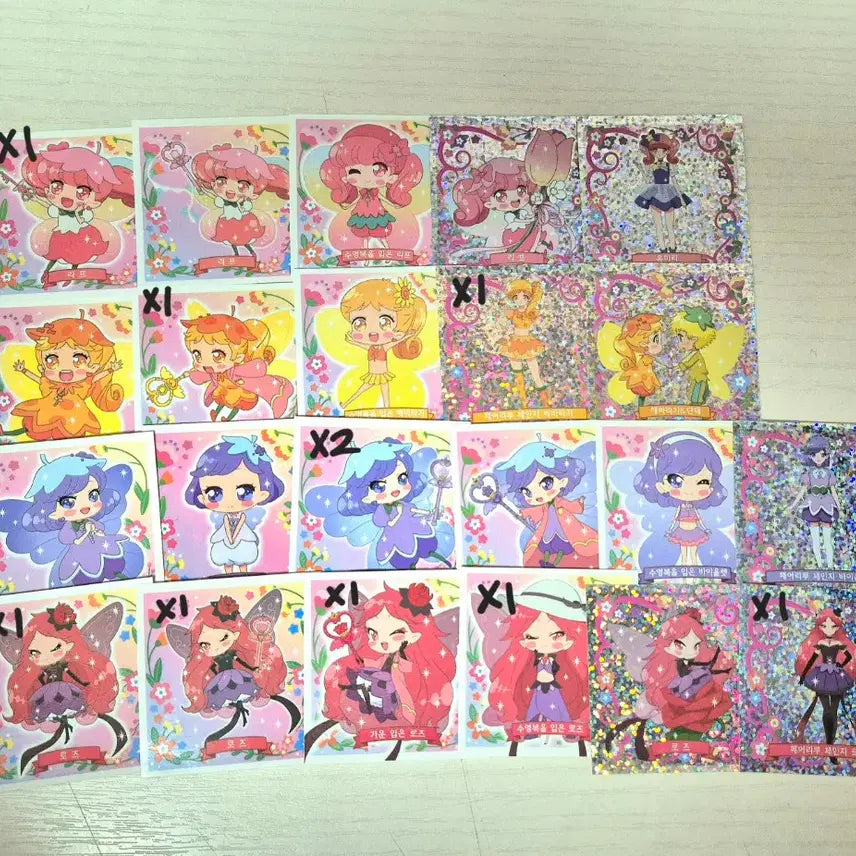 [BUNJANG] Fairy Ruru Stickers Bundle Set (130 pcs) / 장당 200원)) 페어리루 스티커 레어 노멀 고전완구 개별 일괄