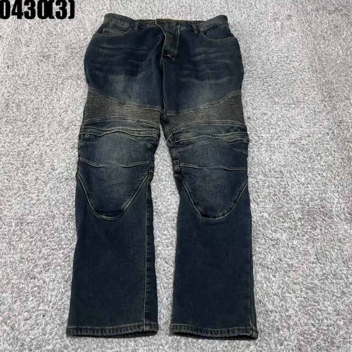 [BUNJANG] Blue Wash Denim Biker Pants / 블루 워싱 데님 바이커 팬츠 0430
