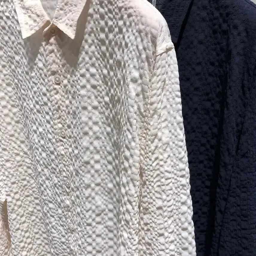 [BUNJANG] Time Embossed Shirt Ivory / 타임 엠보싱 셔츠 아이보리
