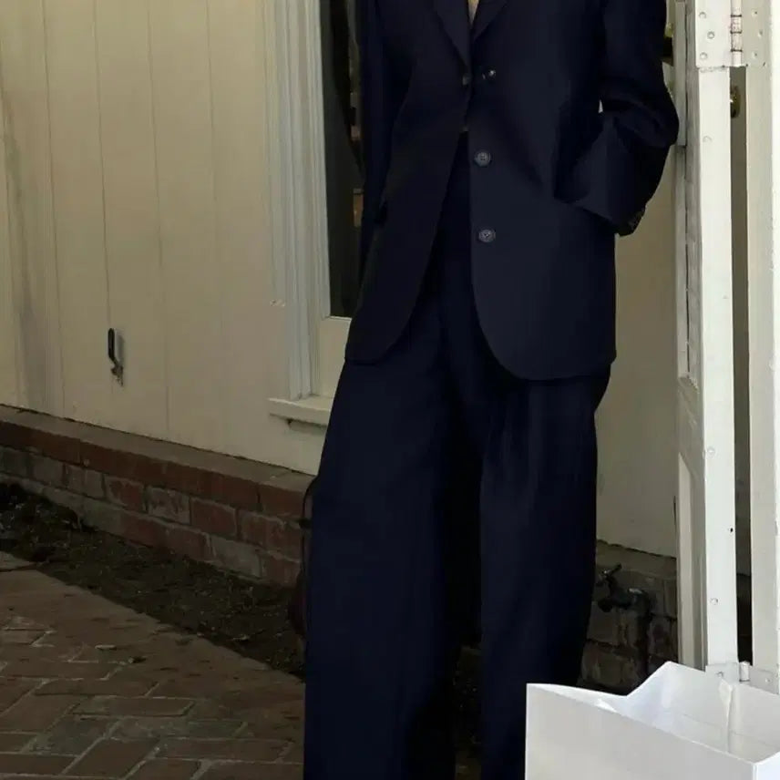 [BUNJANG] Paraveng Wool Silk Setup Suit Navy / 파르벵 울 실크 셋업 네이비
