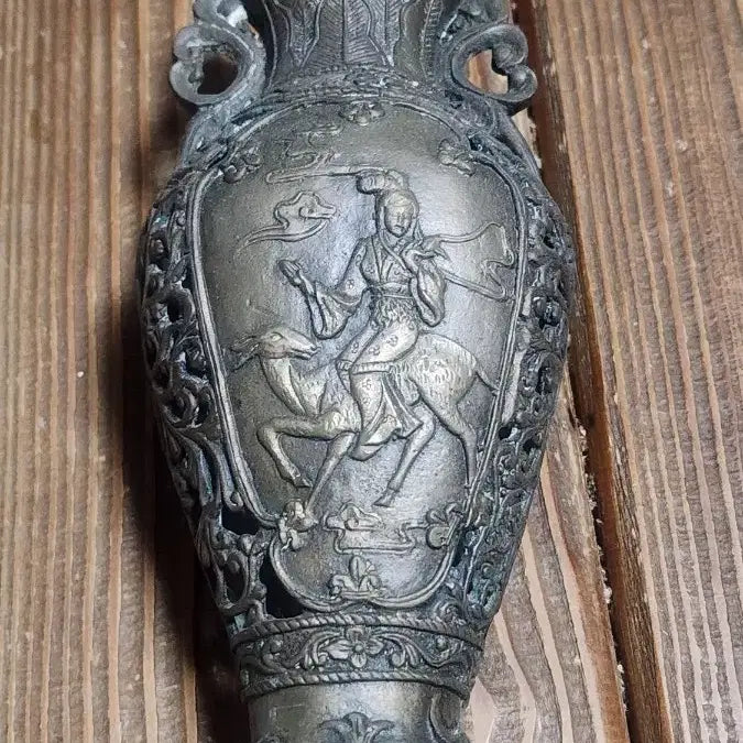 [BUNJANG] Antique Cast Bronze Tripod Dragon Incense Burner &amp; Vase Set / 골동품 주물 동 삼족 용 향로 &amp; 꽃병 세트