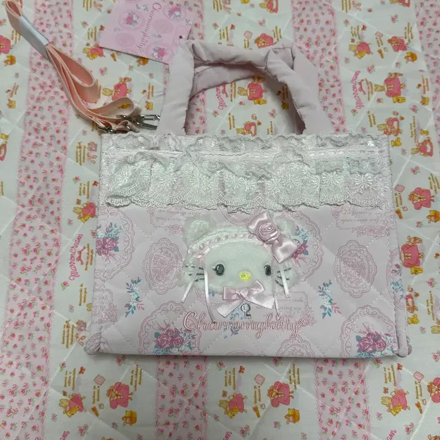 [BUNJANG] Sanrio Hello Kitty White Frill 2-Way Bag / 산리오 화이트프릴 챠미키티 2way 가방