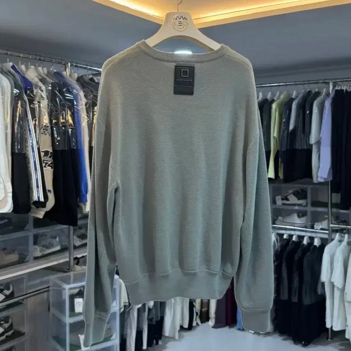 [BUNJANG] Wooyoungmi Square Techsion Leather Label Knit / 우영미 스퀘어 텍션지 레더 라벨 니트