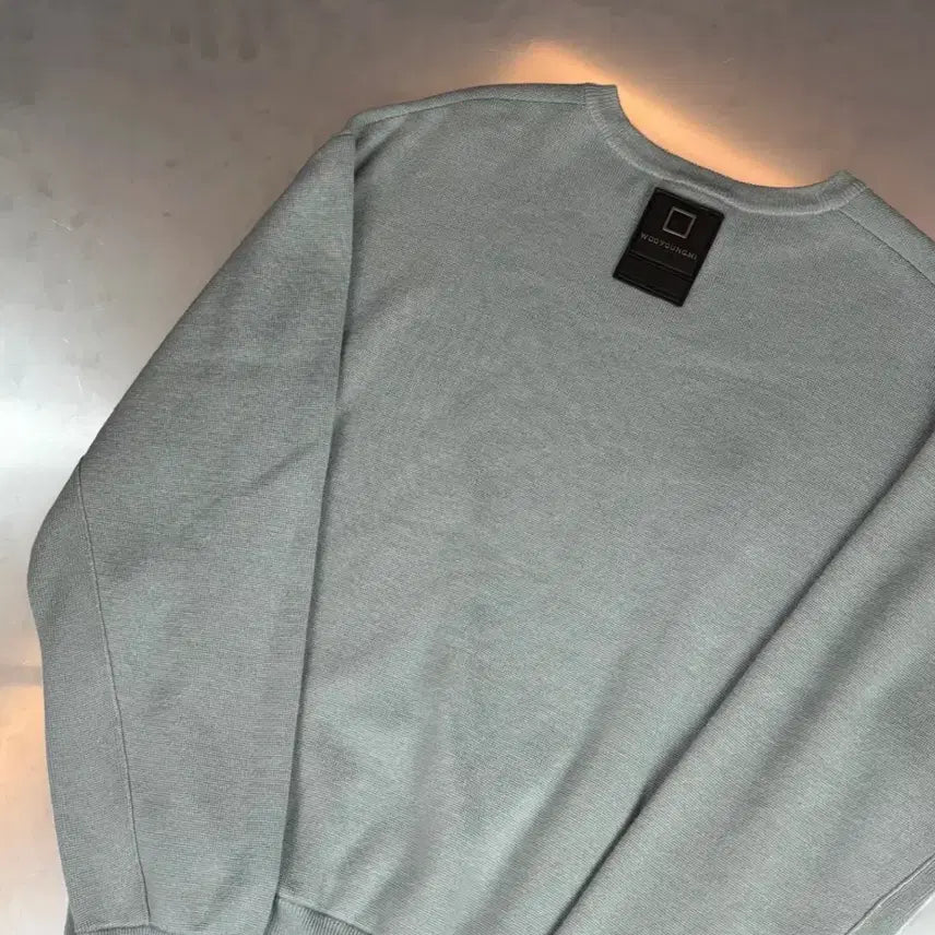 [BUNJANG] Wooyoungmi Square Techsion Leather Label Knit / 우영미 스퀘어 텍션지 레더 라벨 니트