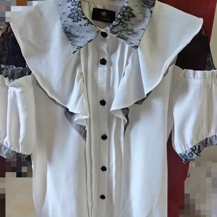 [BUNJANG] Rosita Lolita Blouse (White) / 새상품리즈리사 로지타 버블즈 양산형 블라우스 지뢰계 노예미 로리타