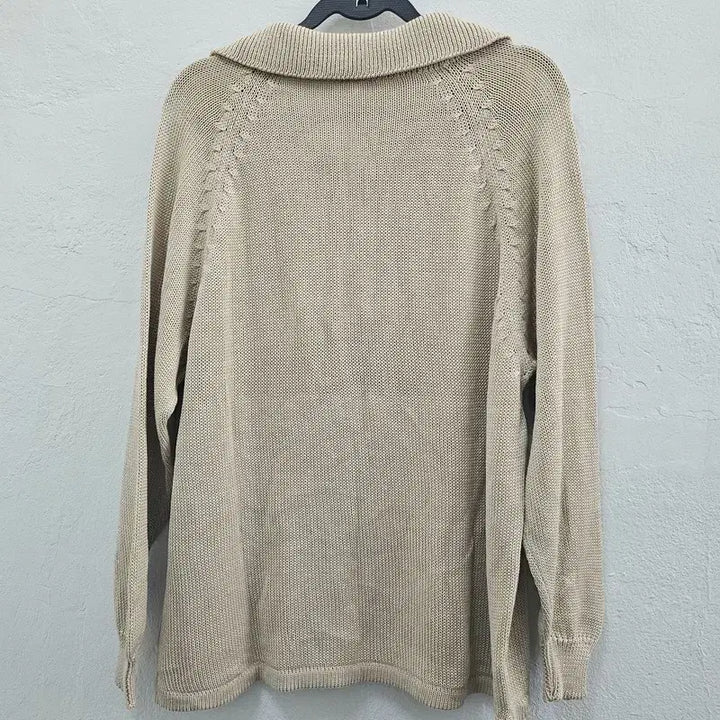 [BUNJANG] Beige Knit Long Sleeve T-Shirt / 봄 여름 니트짜임 긴팔 티 여66/77 J6242