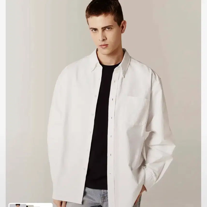 [BUNJANG] Giordano Oversized Oxford Shirt White M / 지오다노 오버핏 옥스포드 셔츠 화이트 m