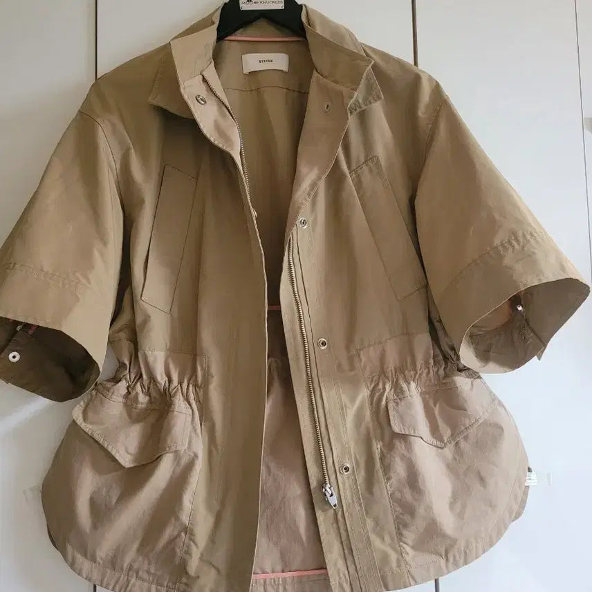 [BUNJANG] System Oversized Half-Sleeve Field Jacket Beige / 시스템 반팔오버핏 야상 자켓 베이지