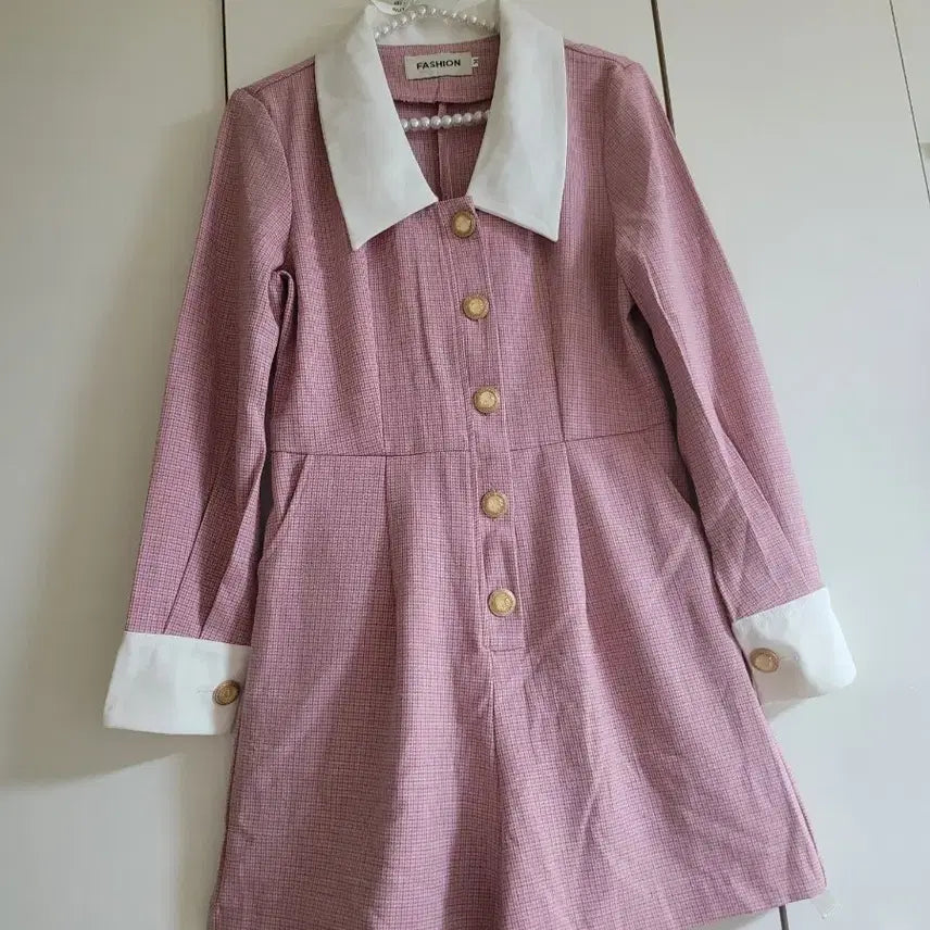 [BUNJANG] Pink Checkered Jumpsuit (Size 55-66) / 체크 핑크 점프슈트 55~66
