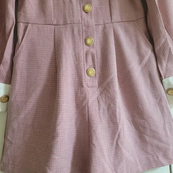 [BUNJANG] Pink Checkered Jumpsuit (Size 55-66) / 체크 핑크 점프슈트 55~66