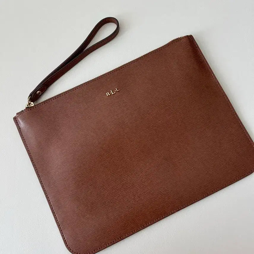 [BUNJANG] RLL Brown Leather Clutch Bag / RLL 브라운 가죽 클러치 백