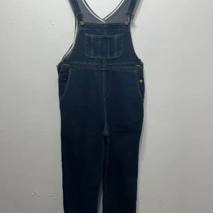 [BUNJANG] Denim Dungarees Jumpsuit Dark Blue / 데님 멜빵바지 진청 점프수트 S