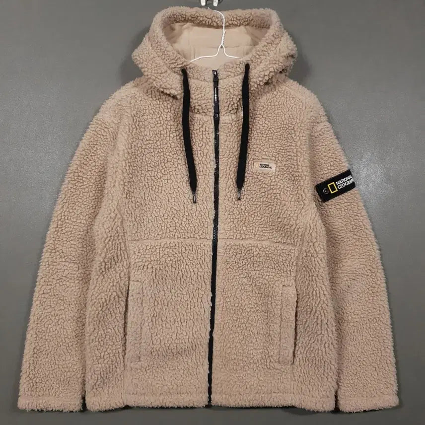 [BUNJANG] National Geographic Wappen Costoni Fleece Hooded Zip-Up Jacket / M (95) 내셔널지오그래픽 와펜 코스토니 플리스 양털 뽀글이 후드집업