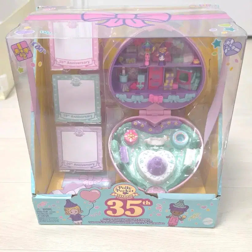 [BUNJANG] Polly Pocket 35th Anniversary Birthday Party Time Stamper Playset / 폴리포켓 35주년 기념 버스데이 파티타임