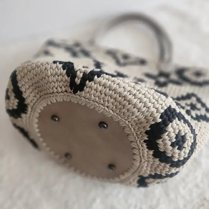 [BUNJANG] Handmade Knit Raffia Tote Bag / 핸드메이드 뜨개 토트백입니다