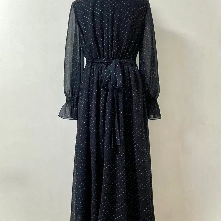 [BUNJANG] Jigott See-Through Chiffon Long Dress Navy / 지고트 시스루 쉬폰 롱 원피스 네이비