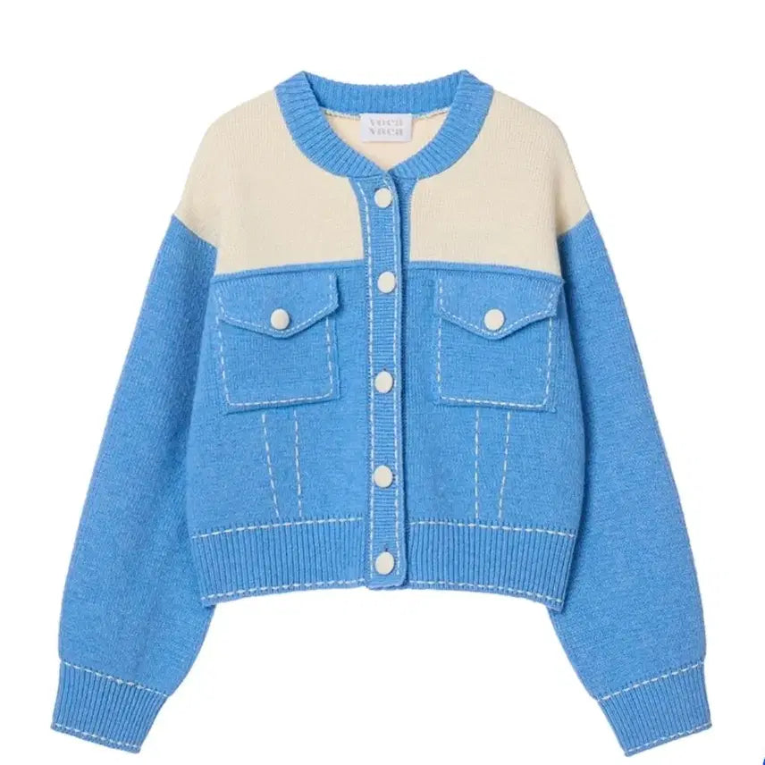 [BUNJANG] Bocarbaca Stitch Knit Bomber Jacket Cardigan / 새제품 보카바카 스티치 니트 봄버 자켓 가디건 VC2412CD502M
