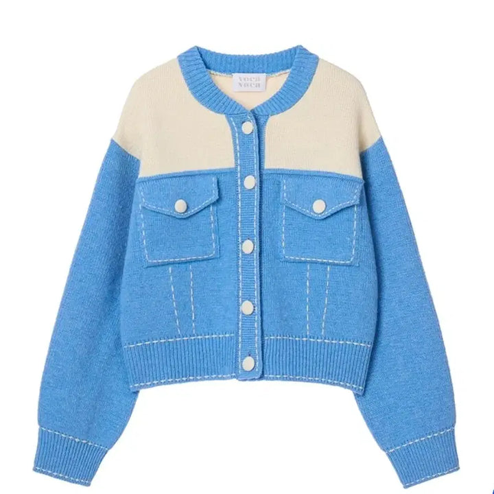 [BUNJANG] Bocarbaca Stitch Knit Bomber Jacket Cardigan / 새제품 보카바카 스티치 니트 봄버 자켓 가디건 VC2412CD502M