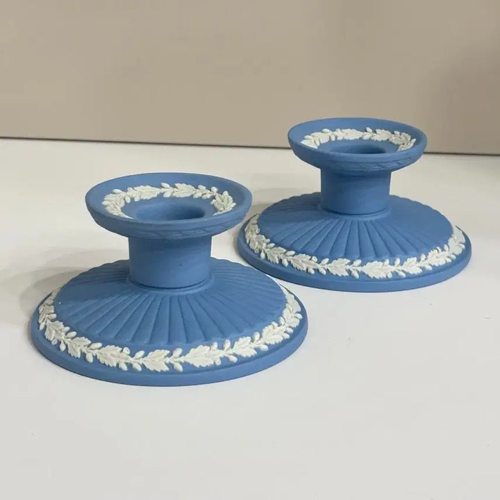 [BUNJANG] Wedgwood Jasperware Candle Holder Set (2) / [2개일괄]1960s 웨지우드 Wedgwood 제스퍼웨어 캔들홀더 촛대