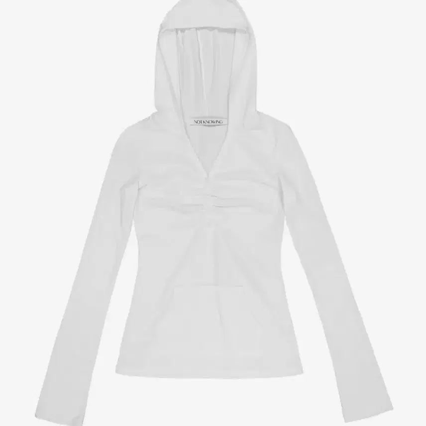 [BUNJANG] Noting Button-Up Shirring Hoodie White / 낫노잉 버튼 업 셔링 후디 화이트