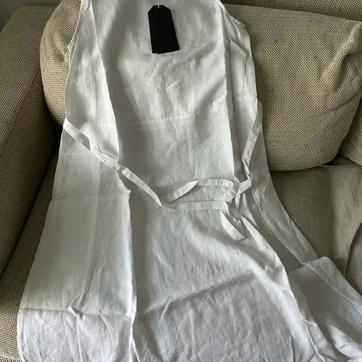 [BUNJANG] LAP White Linen Sleeveless Maxi Dress / 랩 lap 화이트 린넨 나시 민소매 롱원피스 셀프웨딩