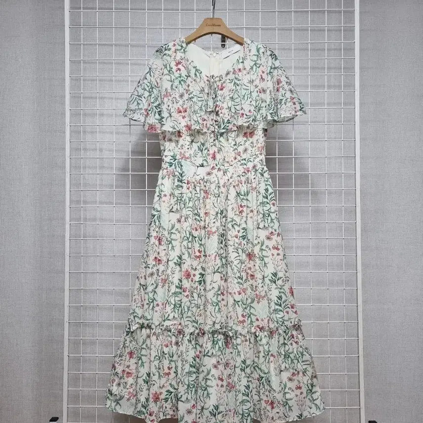 [BUNJANG] Satin Flower Chiffon Dress / 샤틴 플라워 쉬폰원피스