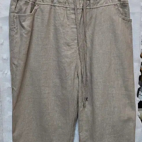 [BUNJANG] Linen Blend Elastic Waistband 7/10 Length Pants / 린넨 마밴딩 7부 바지