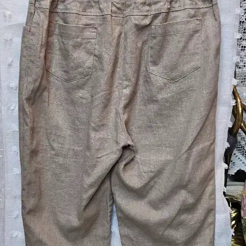 [BUNJANG] Linen Blend Elastic Waistband 7/10 Length Pants / 린넨 마밴딩 7부 바지