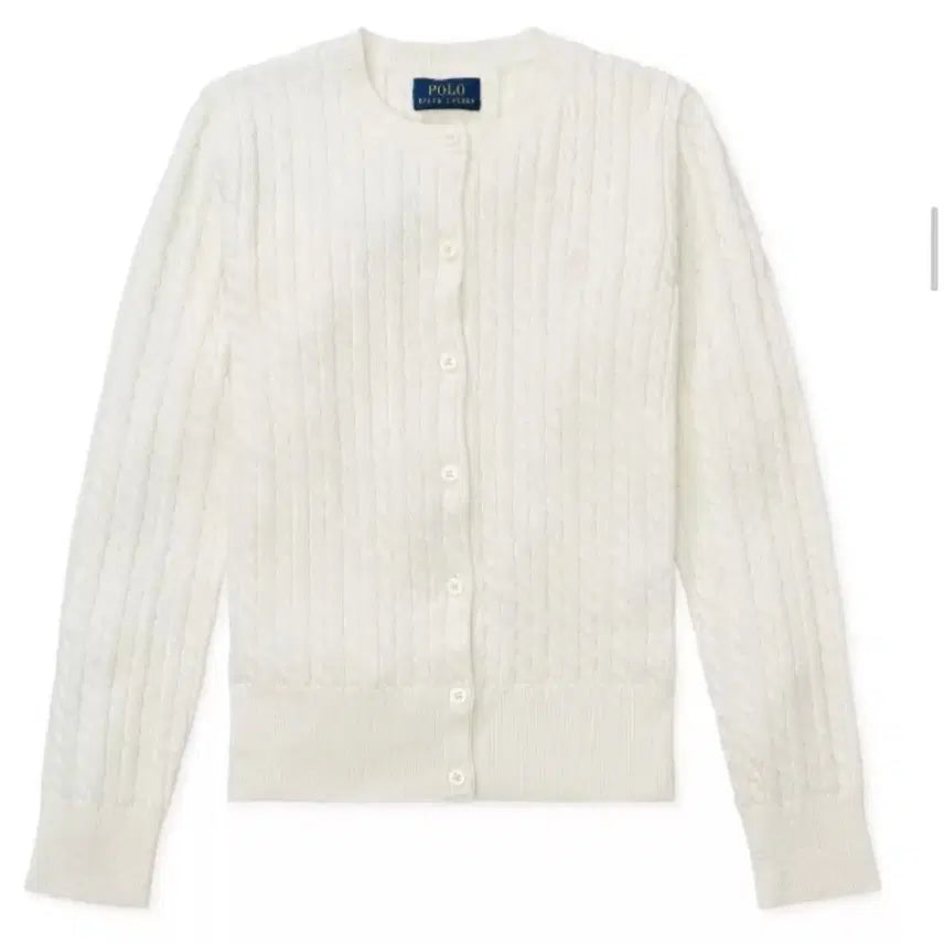 [BUNJANG] Polo Ralph Lauren White Cable Knit Cardigan / 폴로 랄프로렌 화이트 케이블 니트 가디건