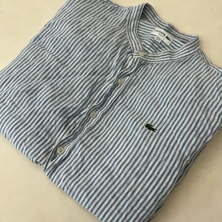 [BUNJANG] Lacoste Summer Striped Linen Shirt / 라코스테 여름용 스트라이프 린넨 셔츠 105