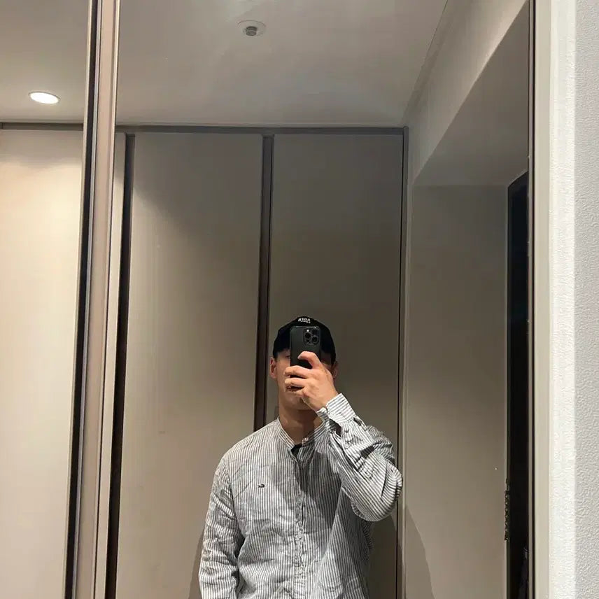 [BUNJANG] Lacoste Summer Striped Linen Shirt / 라코스테 여름용 스트라이프 린넨 셔츠 105