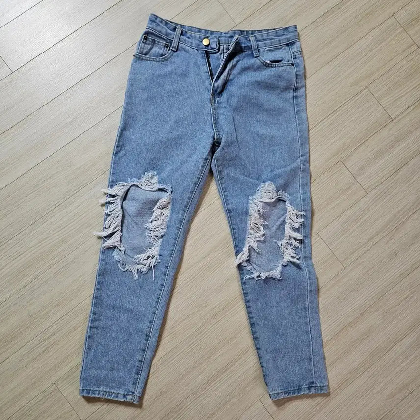 [BUNJANG] Blue Washed Skinny Jeans M / (실착1회) 찢청 연청 스키니 M