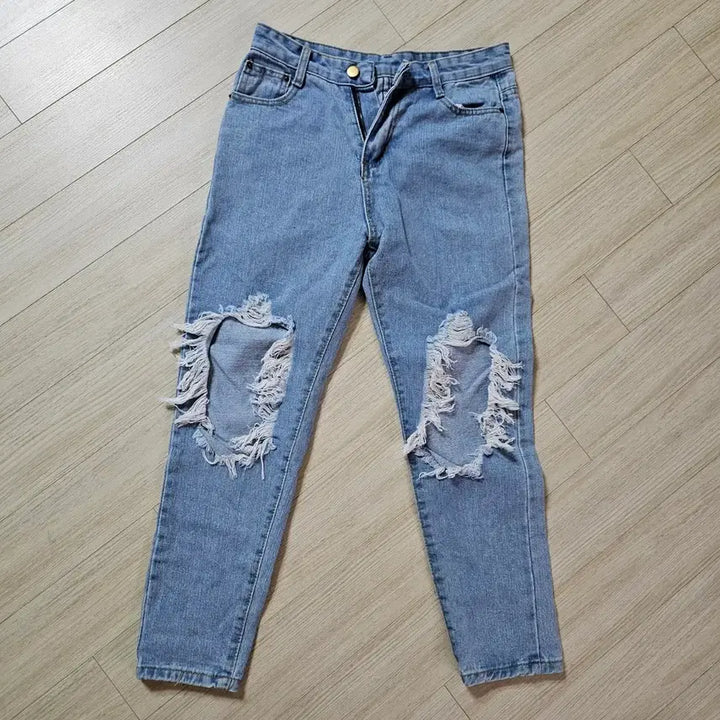 [BUNJANG] Blue Washed Skinny Jeans M / (실착1회) 찢청 연청 스키니 M