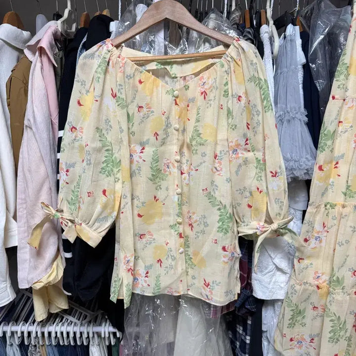 [BUNJANG] Juke Two-Piece Set Flower Pattern Size 55 / 쥬크 투피스 55