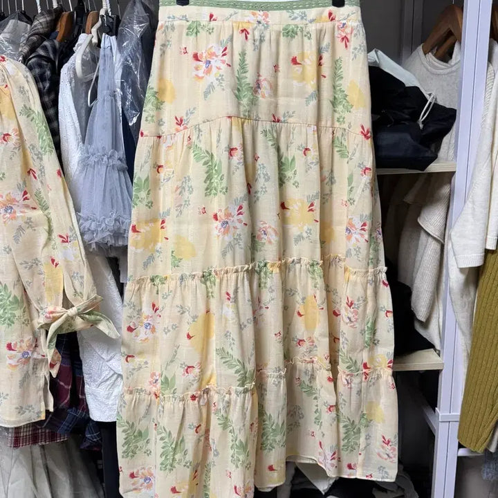[BUNJANG] Juke Two-Piece Set Flower Pattern Size 55 / 쥬크 투피스 55