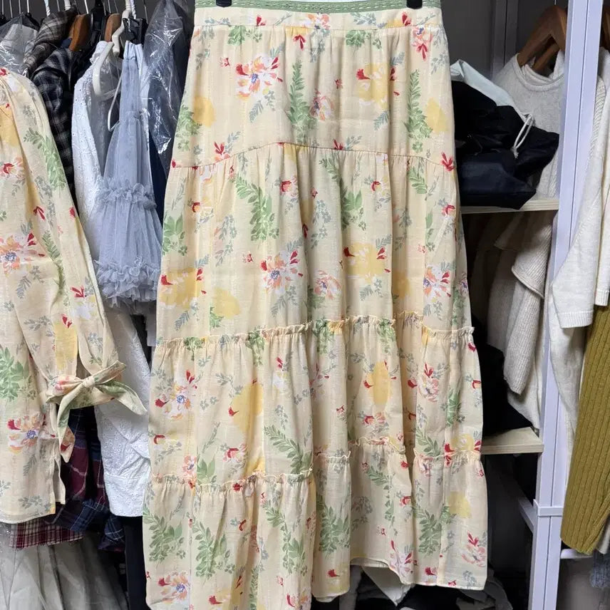 [BUNJANG] Juke Two-Piece Set Flower Pattern Size 55 / 쥬크 투피스 55