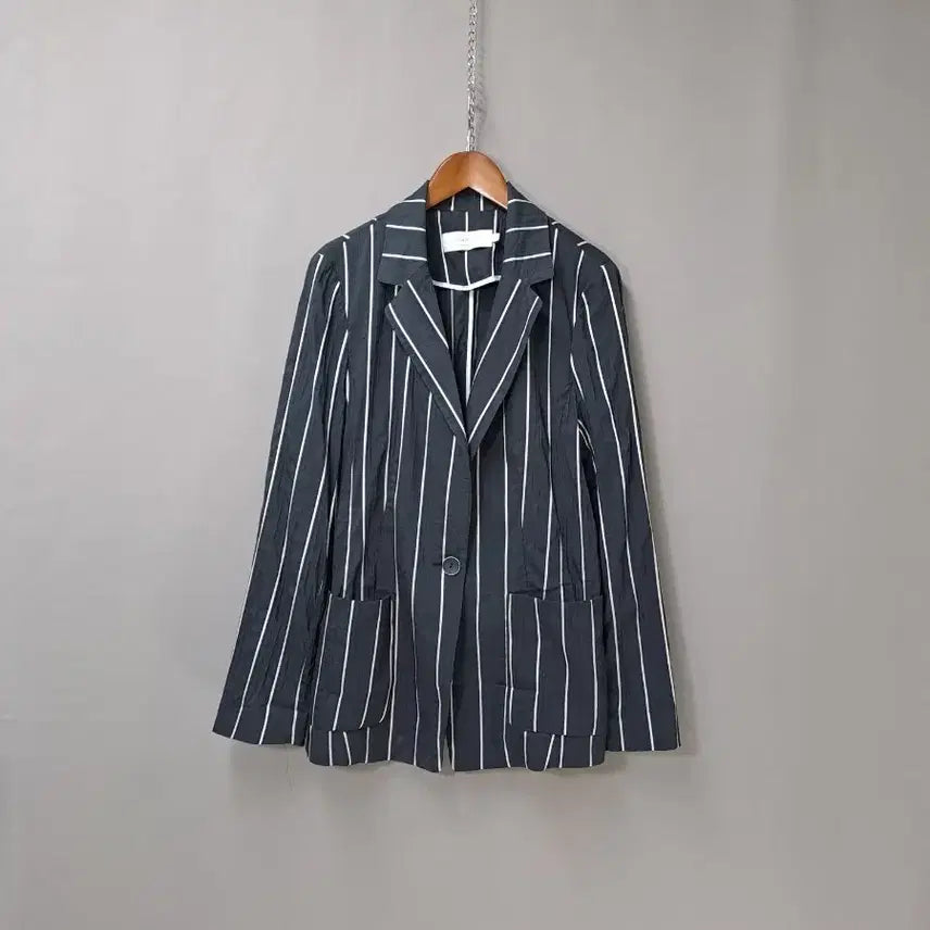 [BUNJANG] Olivia Hassler Stripe Pattern Summer Blazer Jacket / 올리비아 하슬러 스트라이프 패턴 여름 블레이저 자켓