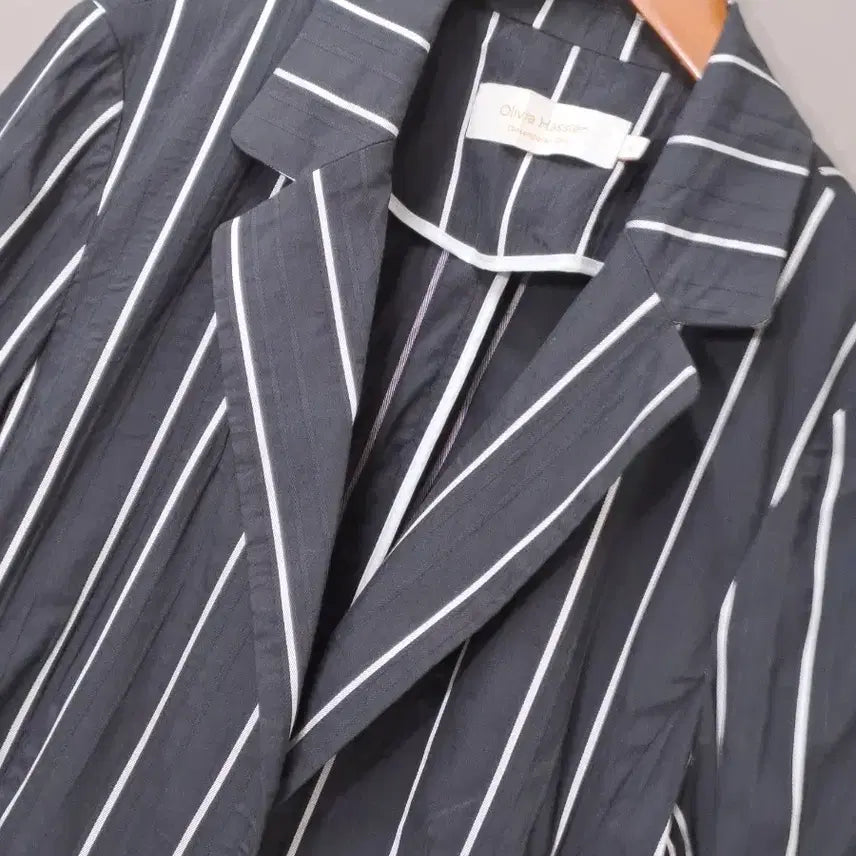 [BUNJANG] Olivia Hassler Stripe Pattern Summer Blazer Jacket / 올리비아 하슬러 스트라이프 패턴 여름 블레이저 자켓