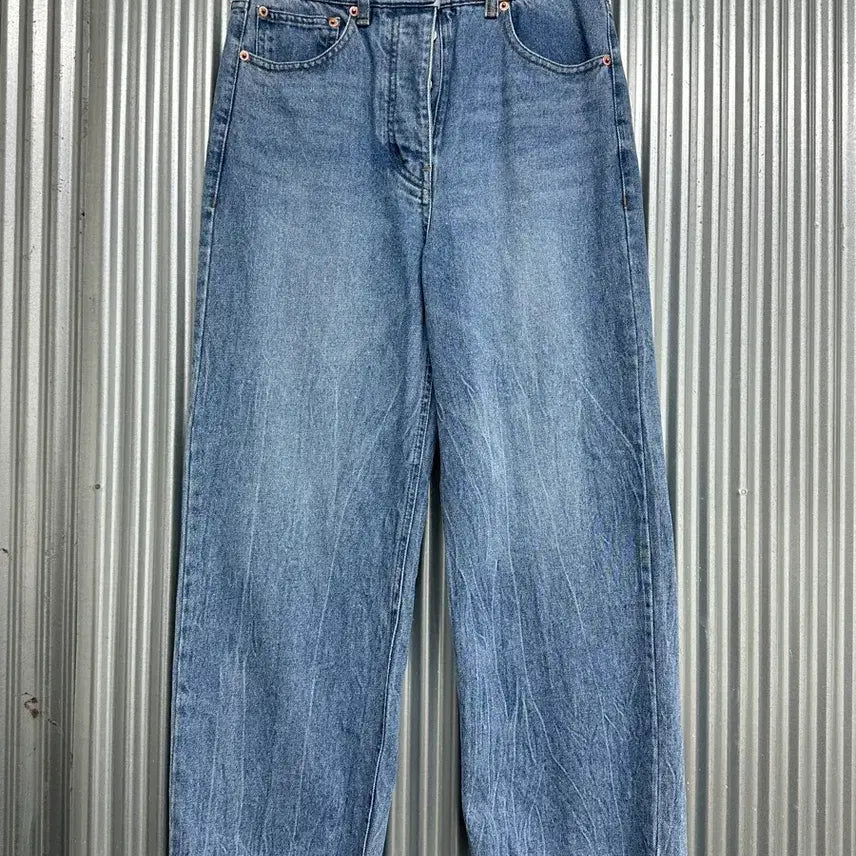 [BUNJANG] System Stove Pipe Wide Denim Jeans Indigo Button-Fly / 64-94 시스템 한섬 스토브파이프 와이드 데님 청바지 인디고 버튼플라이