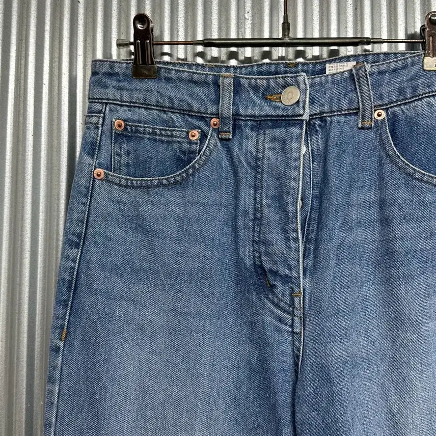 [BUNJANG] System Stove Pipe Wide Denim Jeans Indigo Button-Fly / 64-94 시스템 한섬 스토브파이프 와이드 데님 청바지 인디고 버튼플라이