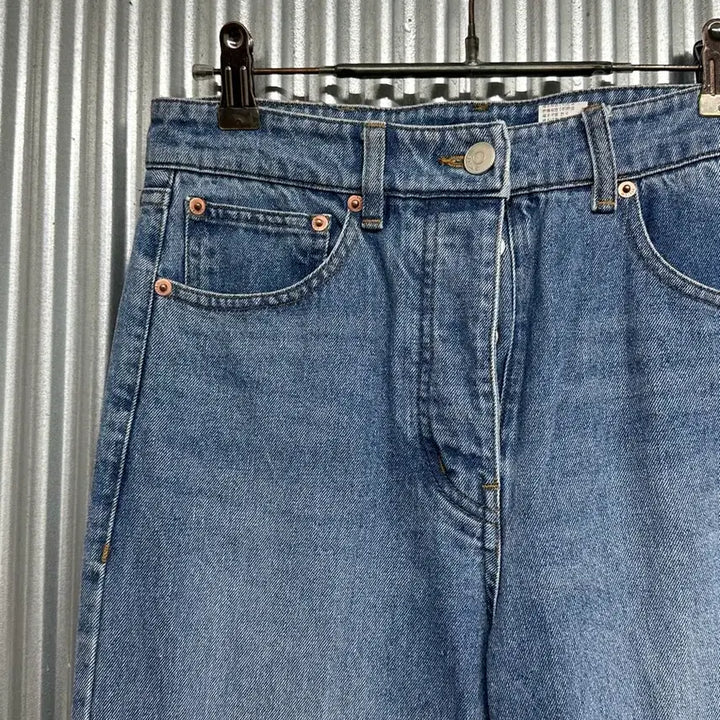 [BUNJANG] System Stove Pipe Wide Denim Jeans Indigo Button-Fly / 64-94 시스템 한섬 스토브파이프 와이드 데님 청바지 인디고 버튼플라이