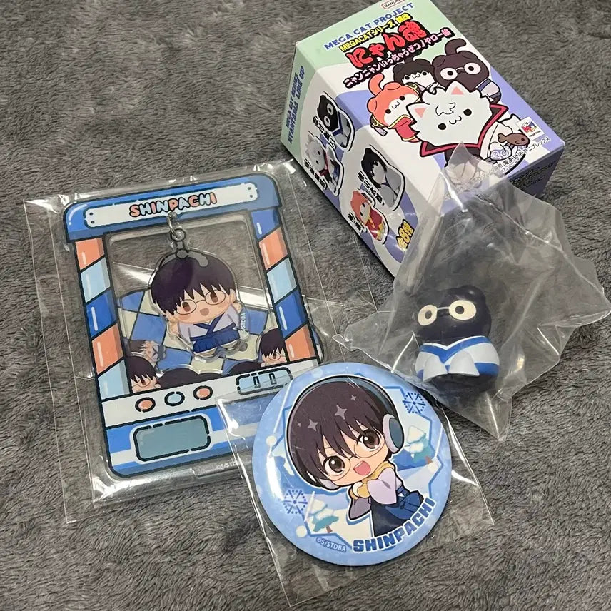 [BUNJANG] Gintama Shinpachi Megacat Character Catcher Acrylic Snowball Can Badge Bundle Set / 은혼 신파치 메가캣 캐릭캐처 아크릴 눈싸움 캔뱃지 일괄