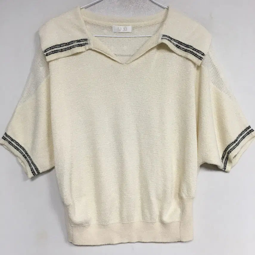 [BUNJANG] SJSJ Sailor Collar Short Sleeve Knit / 22 SJSJ 에스제이 세일러카라 반팔 니트