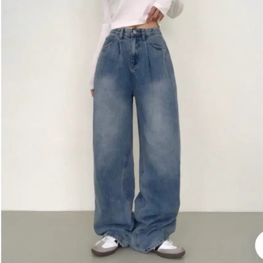 [BUNJANG] Pintuck Wide Denim Pants / 핀턱 와이드 데님