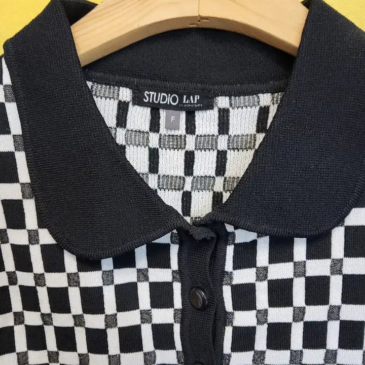 [BUNJANG] Studio Lab Checked Short-Sleeve Collar Knit / 스튜디오 랩 체크 반팔 카라 니트F