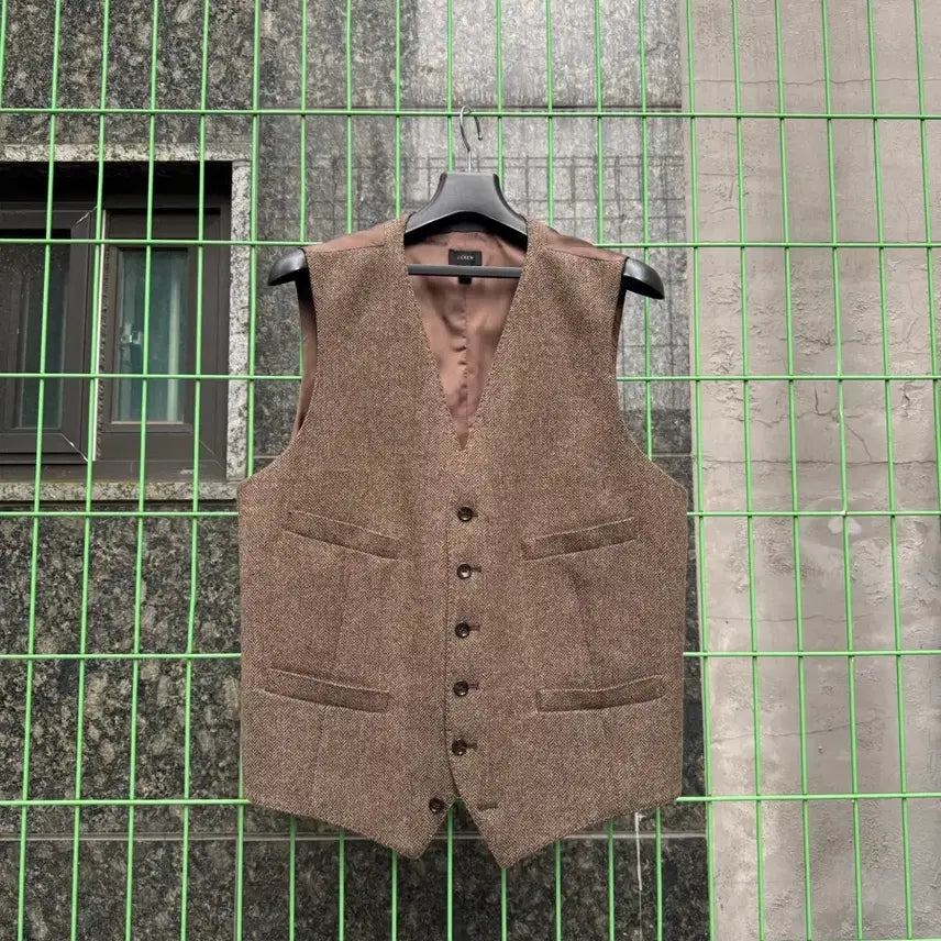 [BUNJANG] J.Crew Moon Tweed Herringbone Twill Wool Vest / 제이크루 브라운 문트위드 헤링본트윌 울 트위드 베스트
